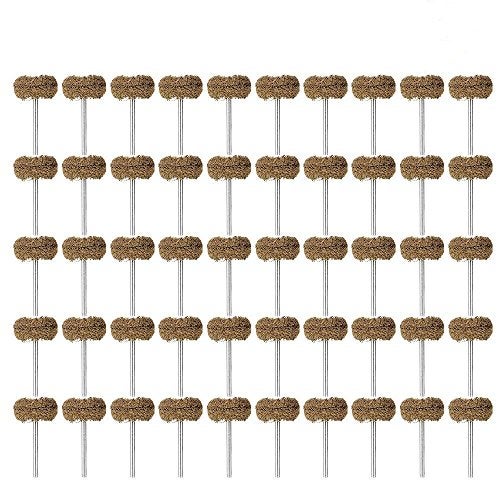 Rocaris 1" Brown 120 Grit Abrasive Buffing Polishing Wheels Burr for Rotary Tools-1/8(3mm) Shank 50 Pack - Image 1