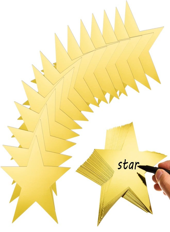 FOBSME 120 Pieces Stars Cutouts Gold Double Printed Star Cutouts Aluminum Foil Paper Star Confetti Cutouts 6 Inch Large Glitter Stars Decorations for Bulletin Board Classroom Wedding Wall Party Supplies - Image 1