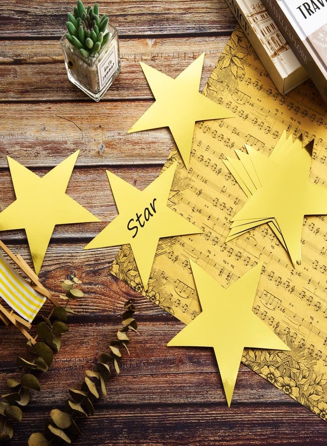 FOBSME 120 Pieces Stars Cutouts Gold Double Printed Star Cutouts Aluminum Foil Paper Star Confetti Cutouts 6 Inch Large Glitter Stars Decorations for Bulletin Board Classroom Wedding Wall Party Supplies - Image 3