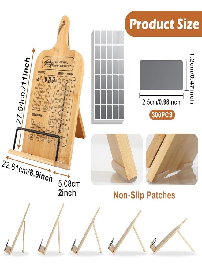 Ranjaner Cookbook Stand, Wooden Cookbook Holder for Kitchen Counter, Recipe Book Holder with Measurement Conversion Chart, Recipe Book Stand for Holding Cookbooks - Image 2