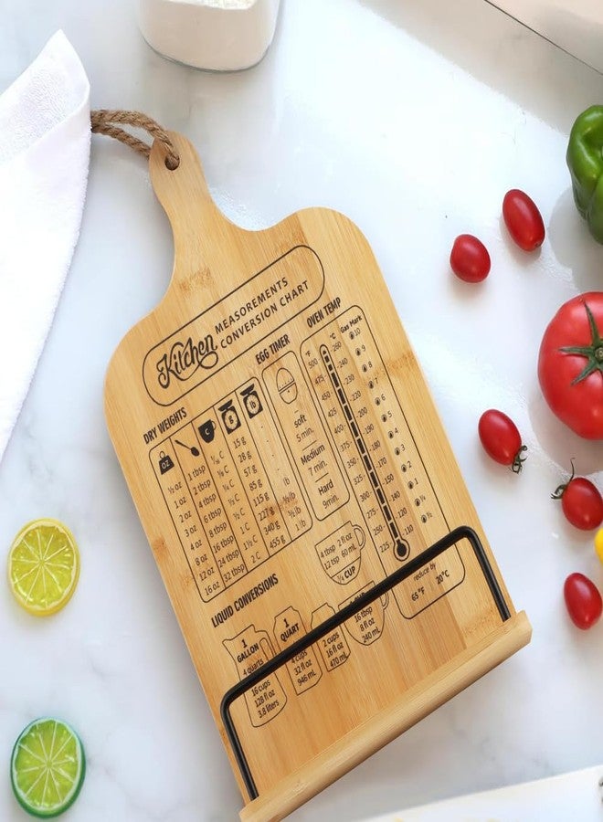 Ranjaner Cookbook Stand, Wooden Cookbook Holder for Kitchen Counter, Recipe Book Holder with Measurement Conversion Chart, Recipe Book Stand for Holding Cookbooks - Image 5