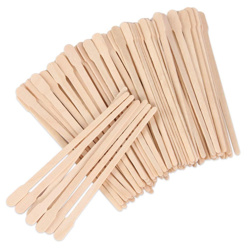JANYUN JANYUN 200 Pcs Wooden Eyebrow Waxing Sticks with Handle for Hair Removal  Face Leg Facial and Eyebrow
