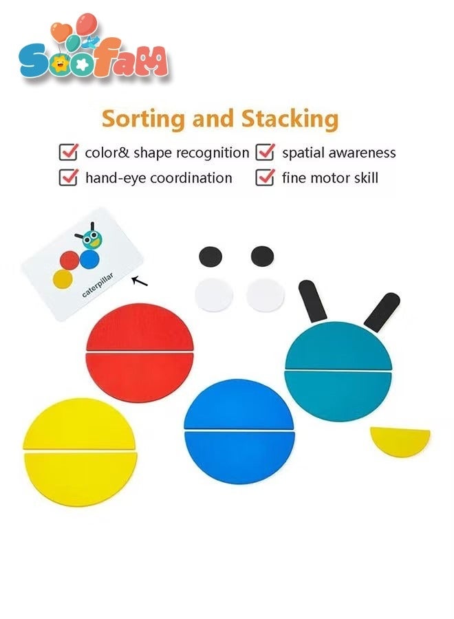 Soofam 96 Piece Early Development  Wooden Jigsaw Montessori Puzzle Wooden Pattern Blocks Set  ​Shape Puzzle Kindergarten Classic Educational Montessori  Toy Jigsaw Puzzle - Image 5