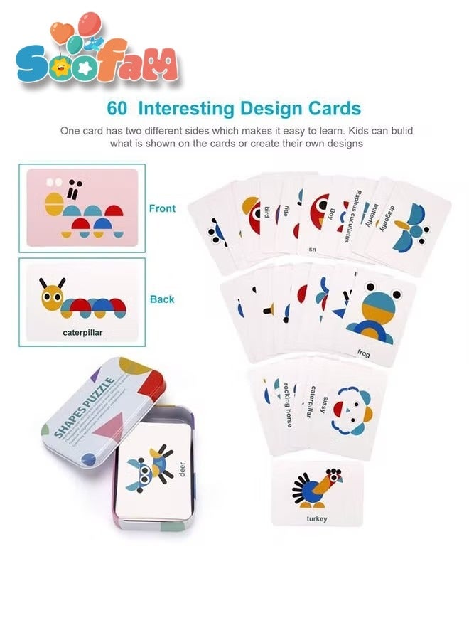 Soofam 96 Piece Early Development  Wooden Jigsaw Montessori Puzzle Wooden Pattern Blocks Set  ​Shape Puzzle Kindergarten Classic Educational Montessori  Toy Jigsaw Puzzle - Image 3