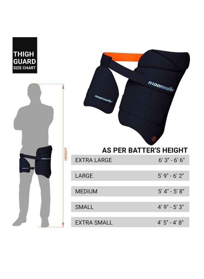Moonwalkr moonwalkr Thigh Guard 2.0 Protective Gear for Batter’s Height (4’9”- 5’3”) Cricket Thigh Pad Cricket Accessories & Equipment Safeguarding Both Your Outer and Inner Thighs Blue (Small, Right Hand) - Image 2