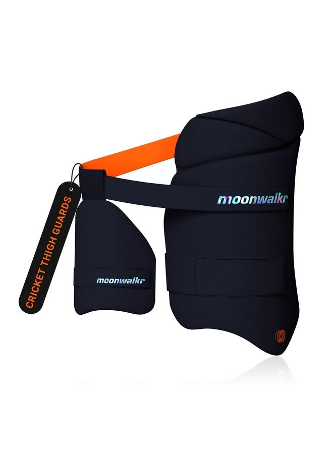 Moonwalkr moonwalkr Thigh Guard 2.0 Protective Gear for Batter’s Height (4’9”- 5’3”) Cricket Thigh Pad Cricket Accessories & Equipment Safeguarding Both Your Outer and Inner Thighs Blue (Small, Right Hand) - Image 1