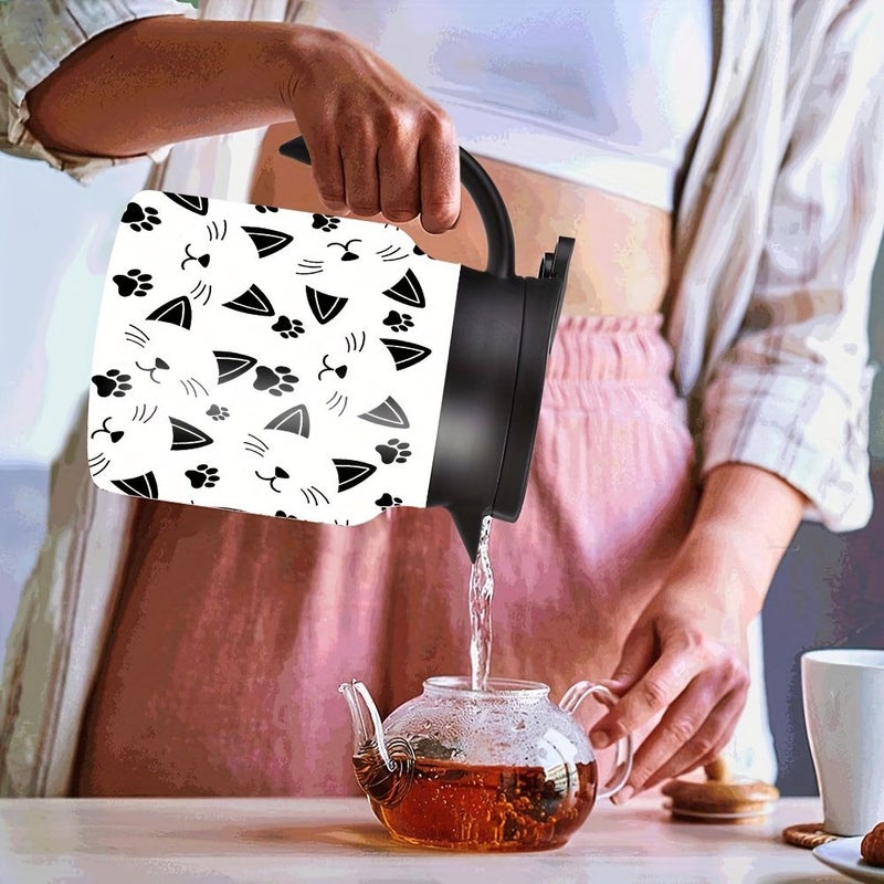34Oz Insulated Flask With Adorable Cat Design Double Walled Stainless Steel Coffee Pot Tea Kettle With Handle And Lid Gift For Pet Lovers Cat Fans Animal Rescue Volunteers - Image 5