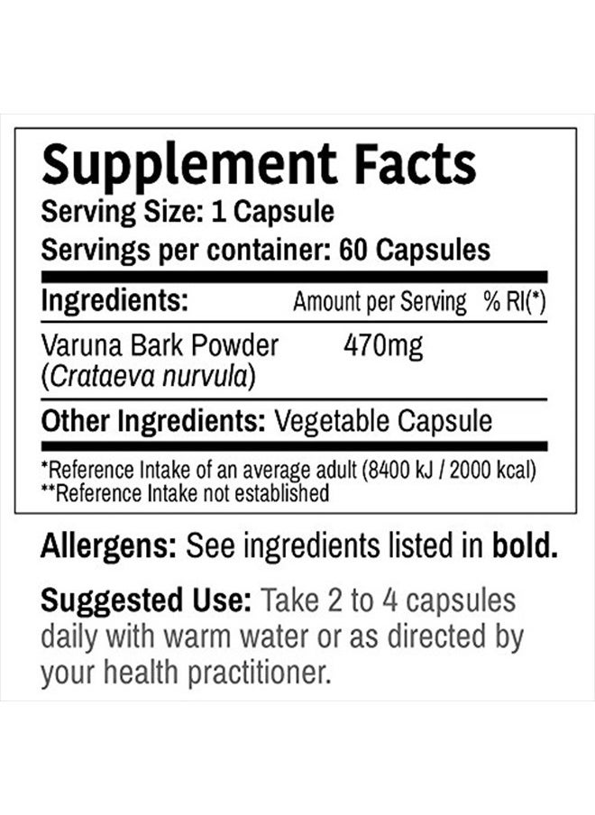 London - DR WAKDE'S Varuna Capsules (Crataeva nurvula, 60 Veg Caps, Plant-Based Supplement, Ayurvedic Herb, All Natural, Vegan) - Image 1