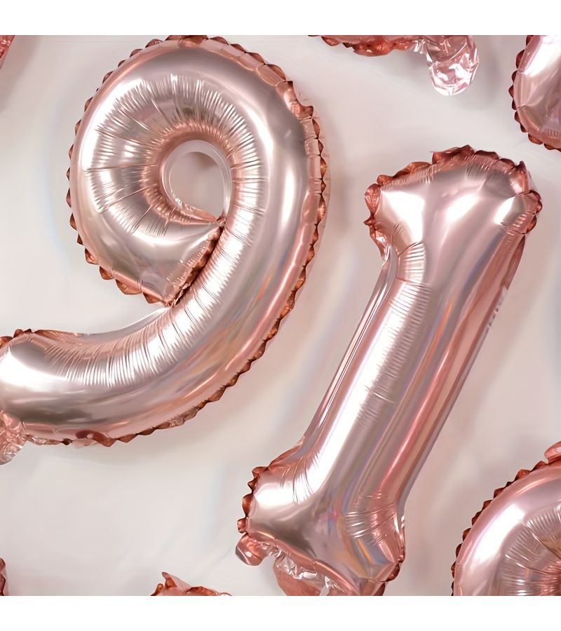Rose Golden 16 Inch Number Foil Balloon for Birthday Party Wedding Decor - Image 1