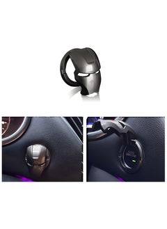 SHOWAY Ring Cover Iron Man Car Interior Parts, Auto Engine Ignition Start Stop Button Replacement-Start Stop Trim Protector Key Ring Circle  - Image 1