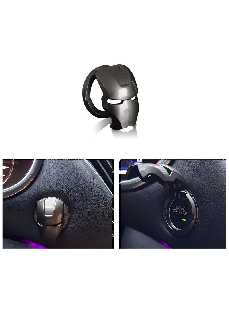 SHOWAY Ring Cover Iron Man Car Interior Parts, Auto Engine Ignition Start Stop Button Replacement-Start Stop Trim Protector Key Ring Circle  - Image 1