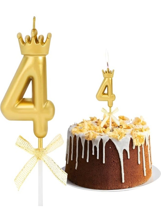 Fun Affairs Number 4 Unscented Candle with Crown 3 inch for 4th Birthday Party, Wedding Anniversary, Engagement, Theme Party Celebration Cake Topping Decoration Gold, Numeric 4 - Image 2