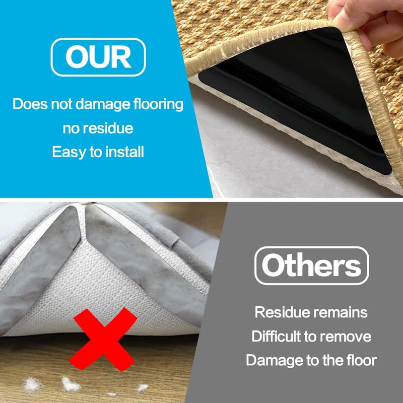 Rug Gripper for Hardwood Floors: 12 PCS Damage-Free Carpet Tape for Area Rugs - Secure, Strong Hold for Rugs on Wood Floors & Carpets (Note: Not suitable for rug on carpets) - Image 5