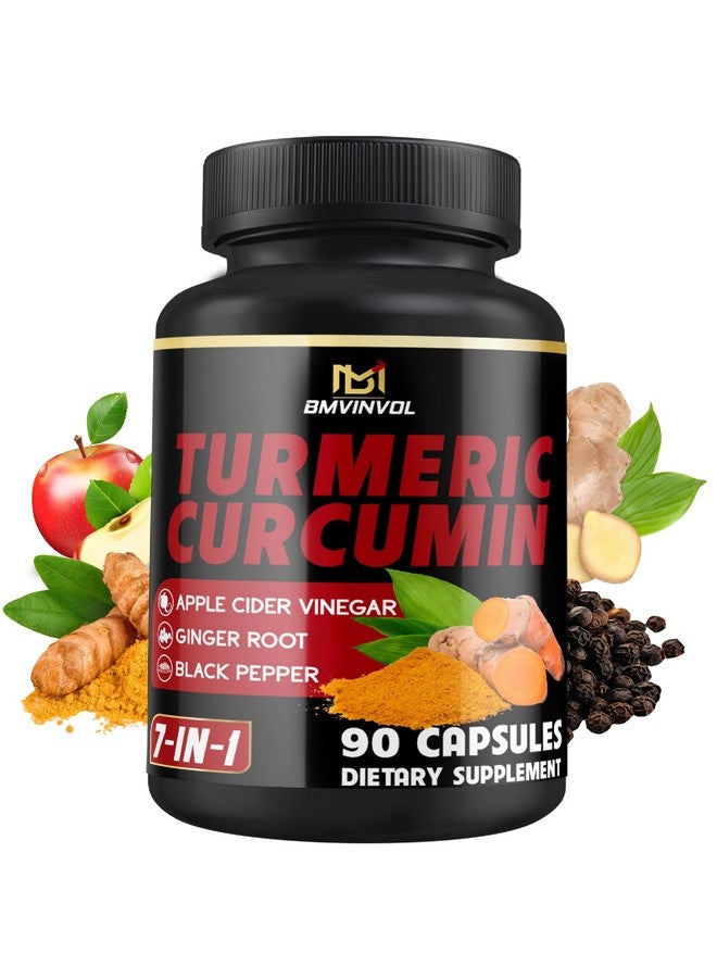 BMVINVOL Turmeric Curcumin Supplement - 95% Curcuminoids with Ginger, Apple Cider Vinegar, Black Pepper - 90 Count - 3 Month Supply - Image 1