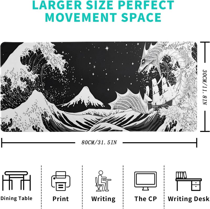 SYOSI Extended Gaming Mouse Pad, 31.5X11.8 Inch Large Mouse Mat Desk Pad, Long Computer Keyboard Mouse Mat Mousepad With 3Mm Non-Slip Base And Stitched Edge For Work, Game, Office, Home - Image 5