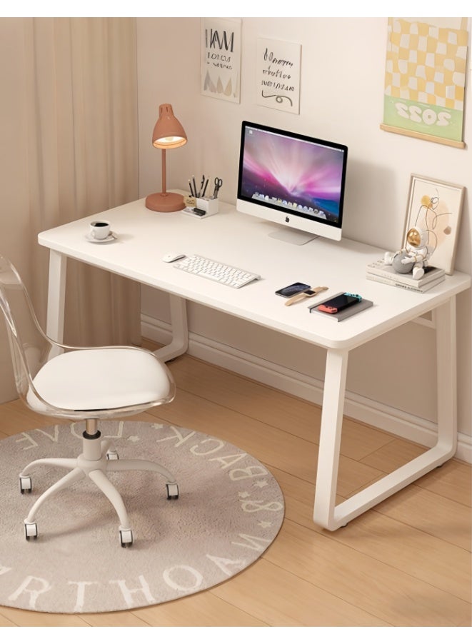 White Computer Desk, Modern Wooden Home Office PC Desk, Metal And Wood Executive Student Desk, Simple Desk, Study Desk (White, YN096A)