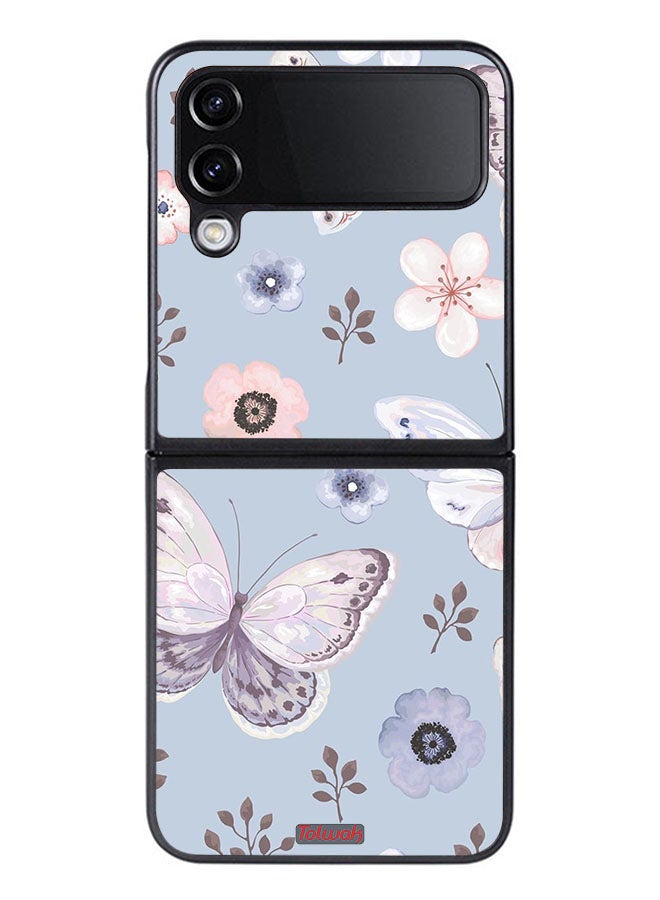 Tolwak Samsung Galaxy Z Flip 4 Protective Case Cover Butterflies And Flowers - Image 1