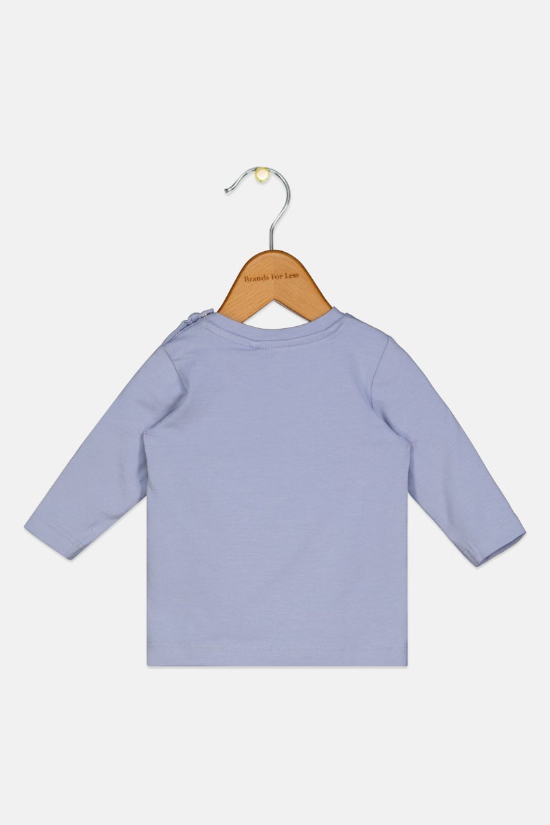 NAME IT بلوزة طويلة الأكمام للبنات الصغيرات بطباعة جرافيك، أزرق فاتح - Image 2