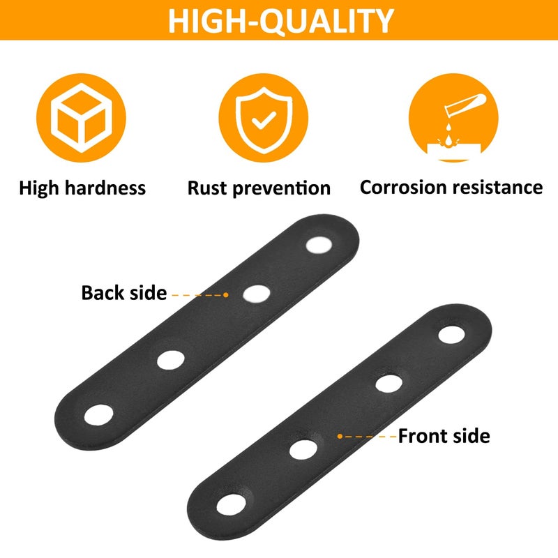 Allwin Mending Plates for Wood - 28 Set Metal Flat Plate Straight Bracket for Board, Bed Frame, Furniture & Shelves,Wood Connector Brackets,Stainless Steel (4 Size-28 Set) - Image 3
