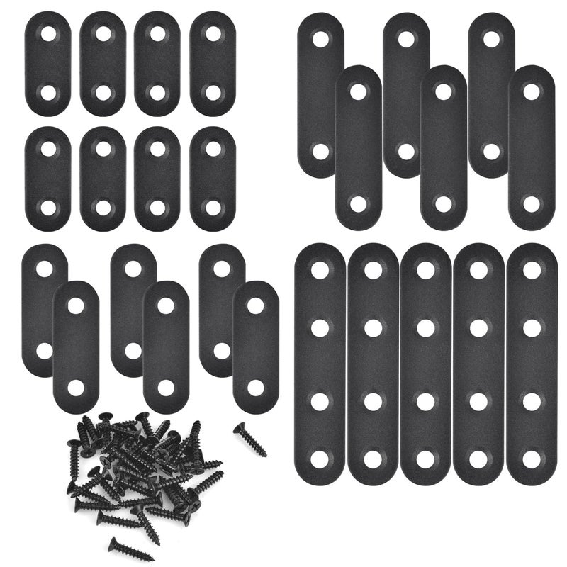 Allwin Mending Plates for Wood - 28 Set Metal Flat Plate Straight Bracket for Board, Bed Frame, Furniture & Shelves,Wood Connector Brackets,Stainless Steel (4 Size-28 Set) - Image 1