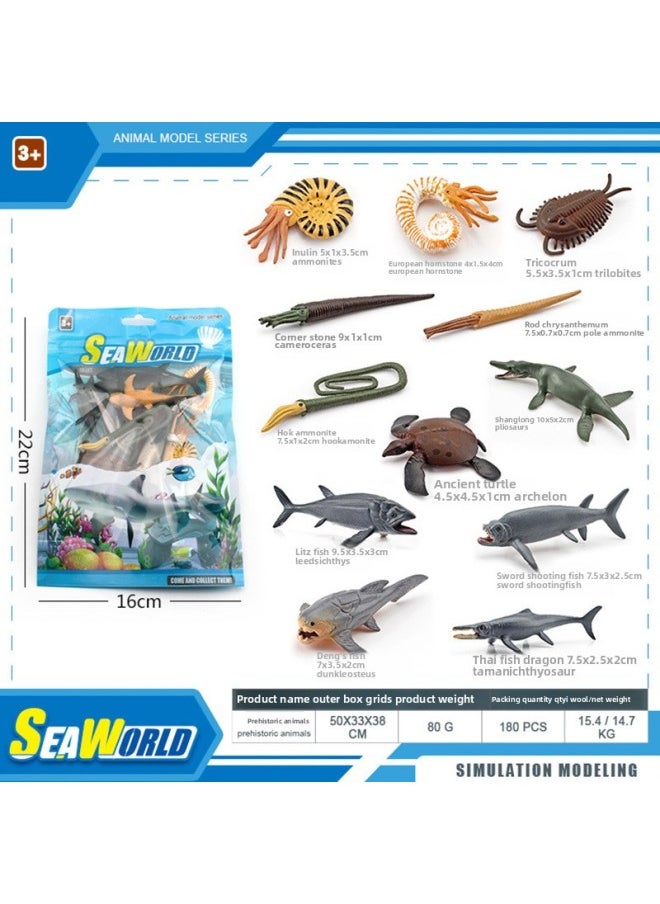 Generic - Simulation Ancient Marine Biological Static Model Mini Sardine Swordfish Great White Shark Shell Color Bag Ornaments-Color:BL-1031D Pelagic Fish 63g - Image 1