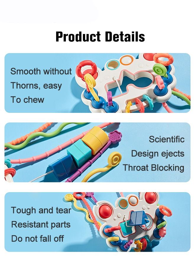 Crab Shape Montessori Food Grade Silicone Pull String Activity Toy with Sliding Magic Balls and Simple Bubble for Motor Skills Baby Sensory Toys Birthday Gift for Boys Girls  - Image 5
