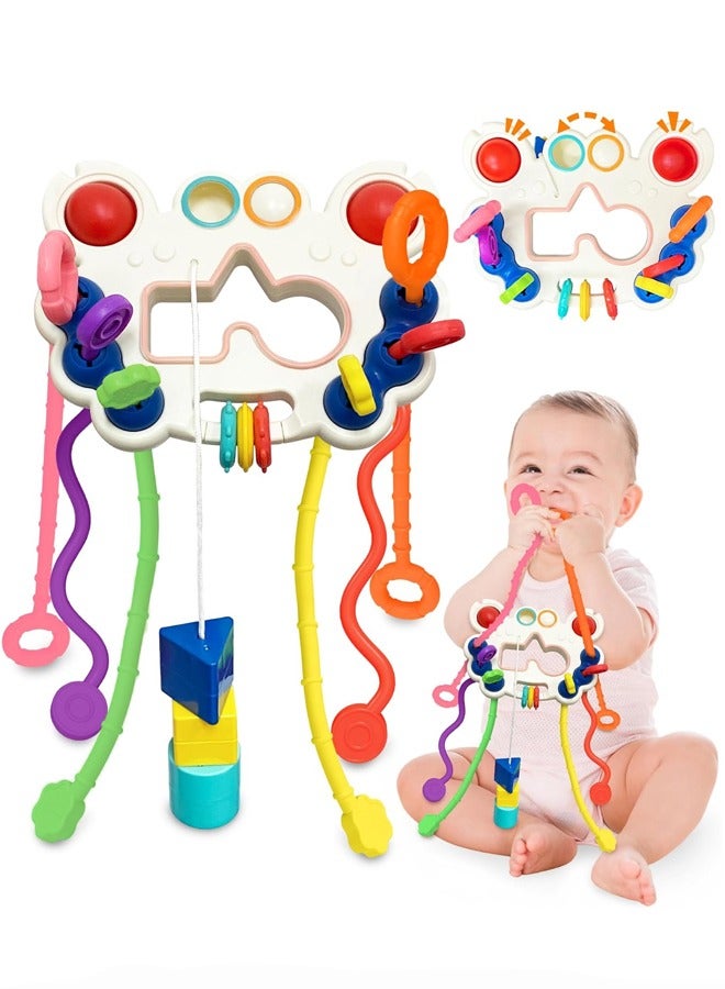 Crab Shape Montessori Food Grade Silicone Pull String Activity Toy with Sliding Magic Balls and Simple Bubble for Motor Skills Baby Sensory Toys Birthday Gift for Boys Girls  - Image 1