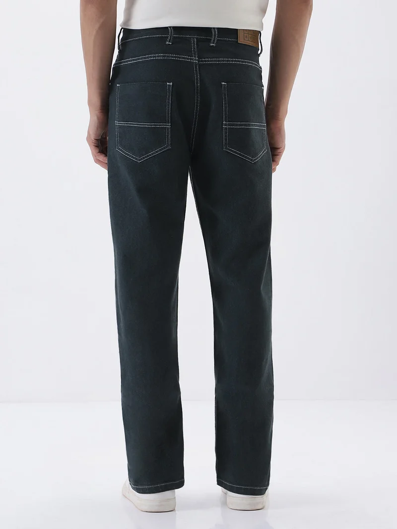 Urbano Fashion  Urbano Fashion Men's Dark Grey Straight Fit Washed Jeans Stretchable  | Best Price UAE