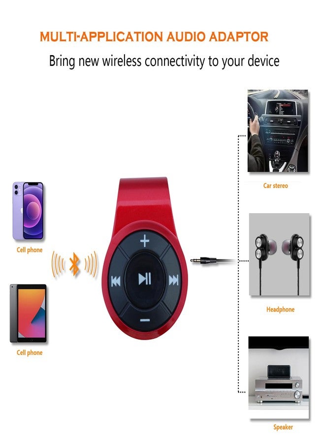 Bluebyte Bluetooth Receiver, Clip Bluetooth 5.0 Audio Receiver for Headphones with MIC for Hands-Free Calling and Music,Bluetooth Wireless Audio Adapter for Music Streaming Sound System.(Red) - Image 4
