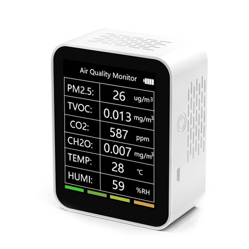 Portable Home Office Indoor Desktop Air Quality Detector 6 In 1 Multifunctional Detector PM2.5 TVOC CO2 CH2O Temperature Humidity Detecting - Image 1