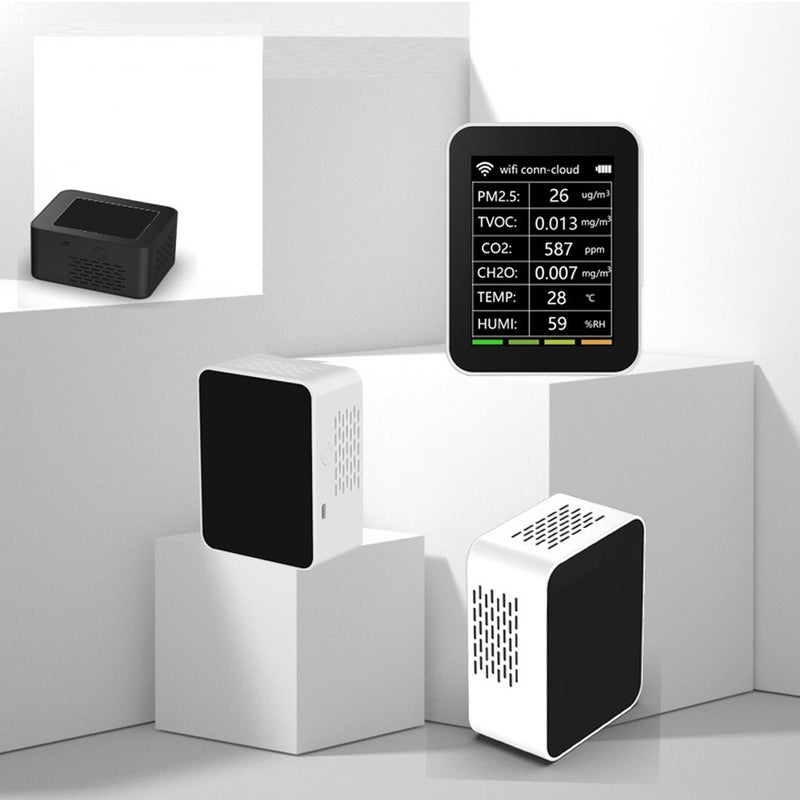 Portable Home Office Indoor Desktop Air Quality Detector 6 In 1 Multifunctional Detector PM2.5 TVOC CO2 CH2O Temperature Humidity Detecting - Image 3