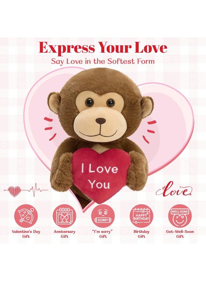 MorisMos Love Heart Monkey Stuffed Animal, 18'' Brown Monkey with Red Heart for Girlfriend Boyfriend Wife Mom Fiancée Valentine's Gift,Small Stuffed Animal for Kid Birthday Christmas Baby Shower Decor - Image 2