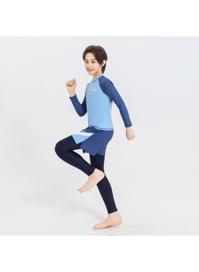 XTEP Boys' Swimwear Two-piece Long Sleeve Swimsuit, Beginner Boys' High-elastic Comfort Professional Training Swimsuit - Image 4