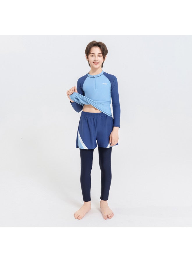XTEP Boys' Swimwear Two-piece Long Sleeve Swimsuit, Beginner Boys' High-elastic Comfort Professional Training Swimsuit - Image 2