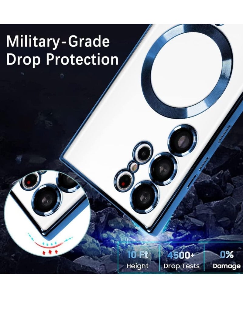 Magnetic Clear Case for Samsung Galaxy S23 Ultra with Camera Lens Protector Magsafe Compatible Electroplated Soft TPU Shockproof Anti-Scratch Phone Case - Image 3
