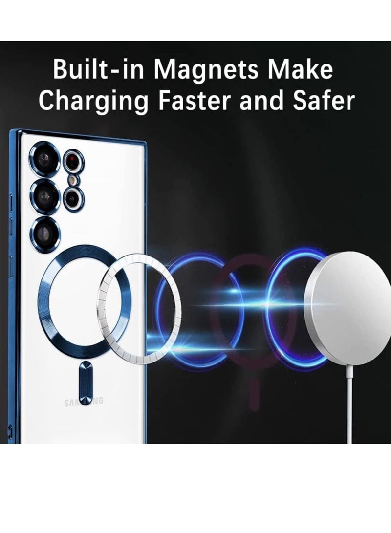 Magnetic Clear Case for Samsung Galaxy S23 Ultra with Camera Lens Protector Magsafe Compatible Electroplated Soft TPU Shockproof Anti-Scratch Phone Case - Image 4
