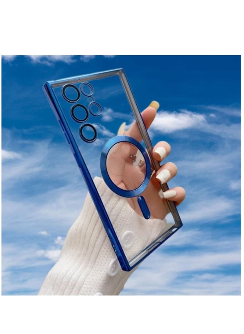 Magnetic Clear Case for Samsung Galaxy S23 Ultra with Camera Lens Protector Magsafe Compatible Electroplated Soft TPU Shockproof Anti-Scratch Phone Case - Image 1