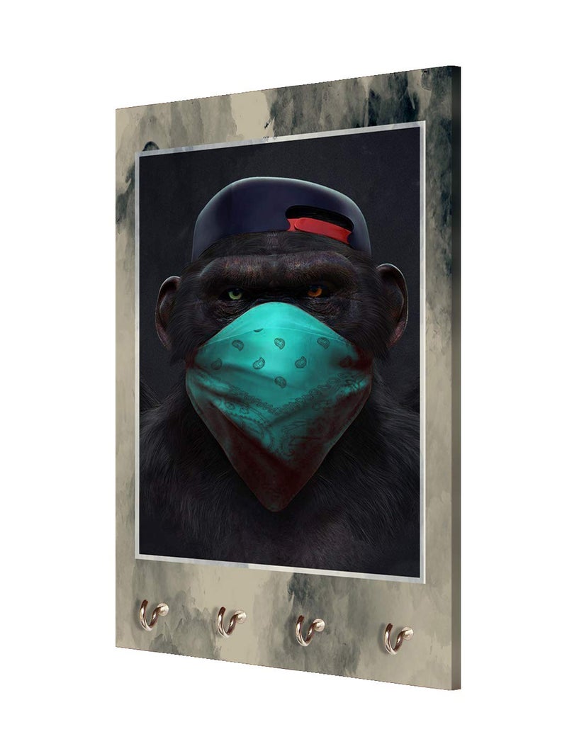 999STORE Home Organizer Items Holder Wall Mount Hanger Organizer Black Gorilla Mask Key Stand for Wall (MDF_7.5X12 Inch_Multi) KeyholderP128 - Image 3