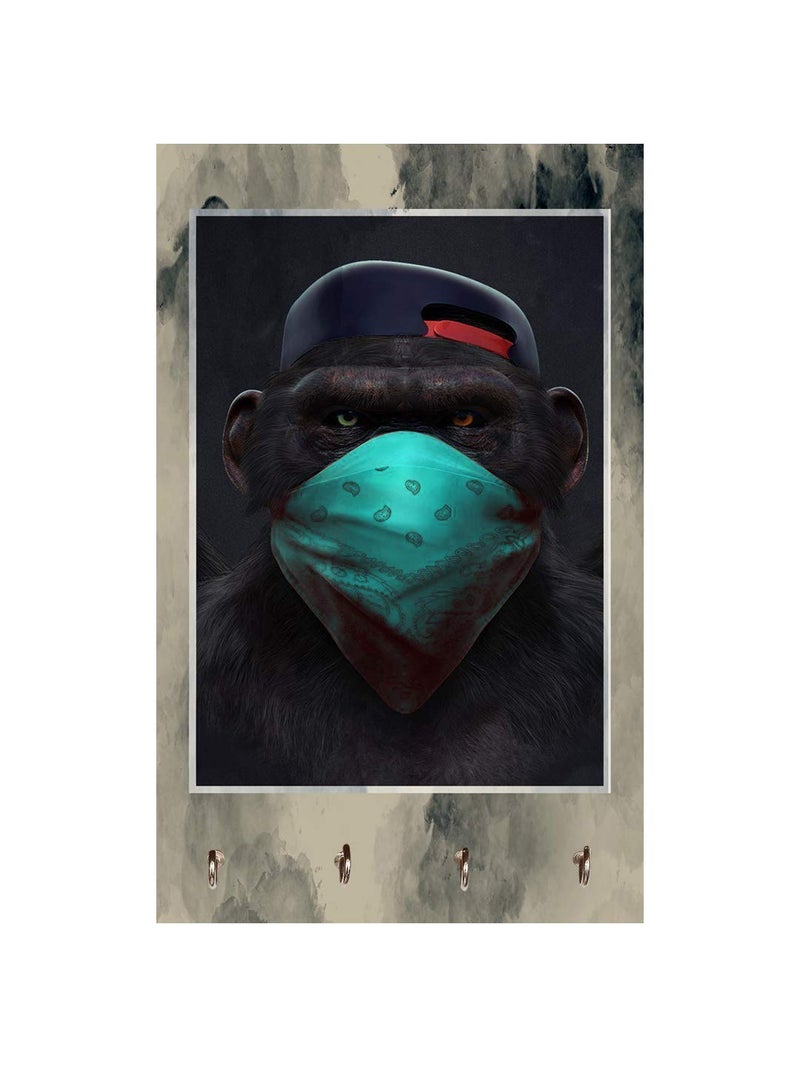 999STORE Home Organizer Items Holder Wall Mount Hanger Organizer Black Gorilla Mask Key Stand for Wall (MDF_7.5X12 Inch_Multi) KeyholderP128 - Image 2