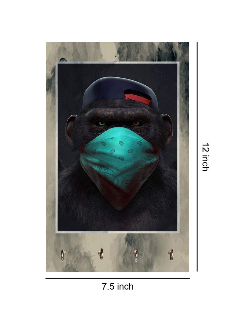 999STORE Home Organizer Items Holder Wall Mount Hanger Organizer Black Gorilla Mask Key Stand for Wall (MDF_7.5X12 Inch_Multi) KeyholderP128 - Image 4