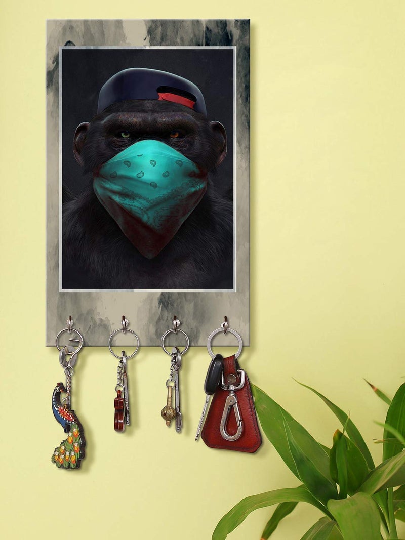 999STORE Home Organizer Items Holder Wall Mount Hanger Organizer Black Gorilla Mask Key Stand for Wall (MDF_7.5X12 Inch_Multi) KeyholderP128 - Image 1