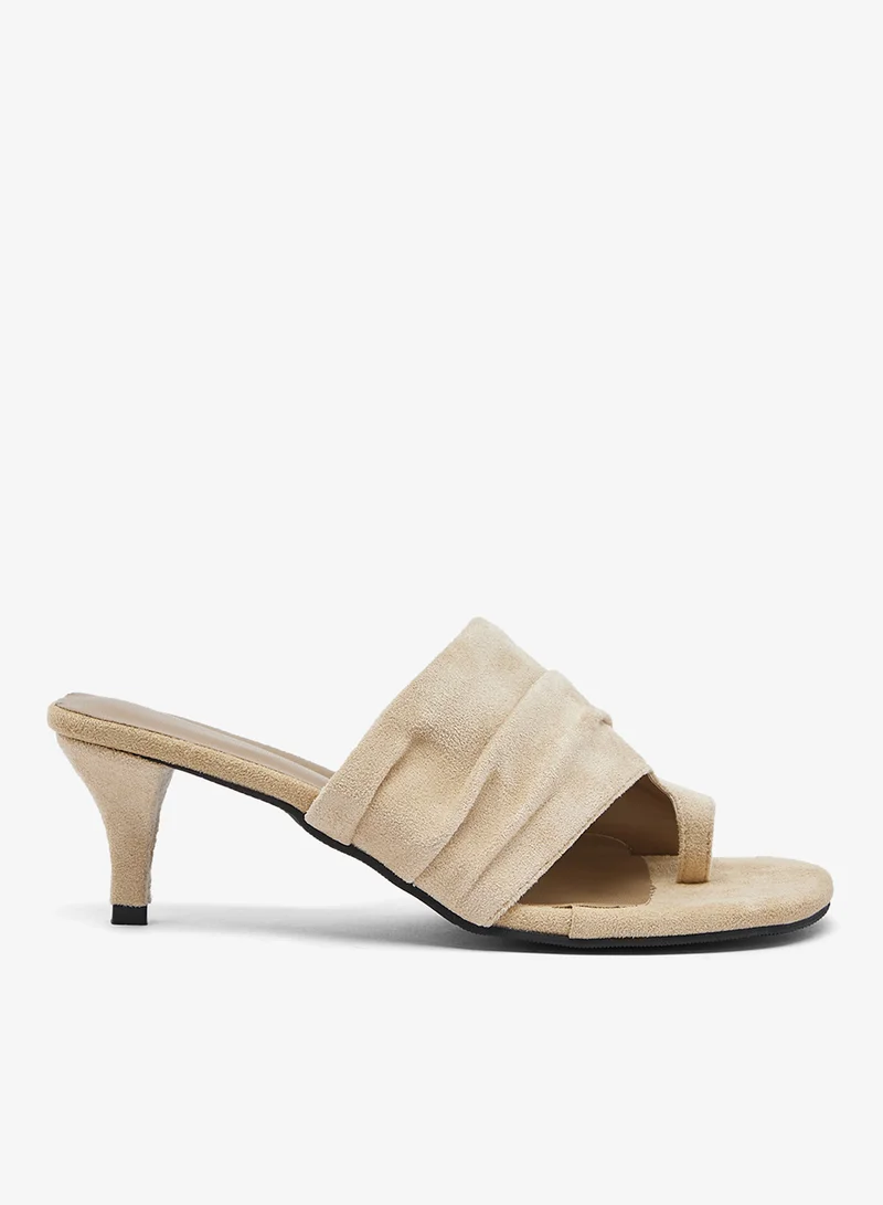Ginger Suede Cover Kitten Heel Sandals