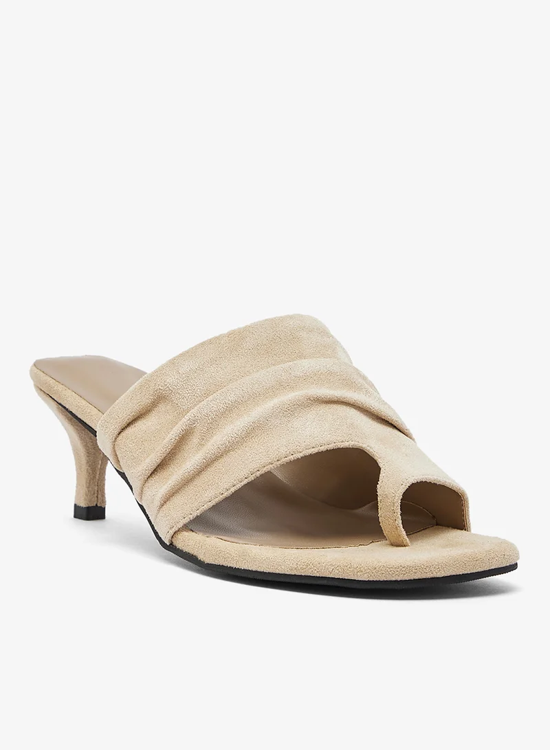 Ginger Suede Cover Kitten Heel Sandals