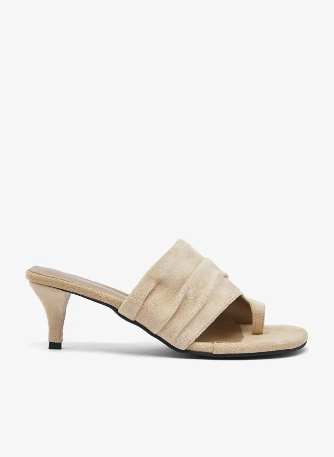 Ginger Suede Cover Kitten Heel Sandals