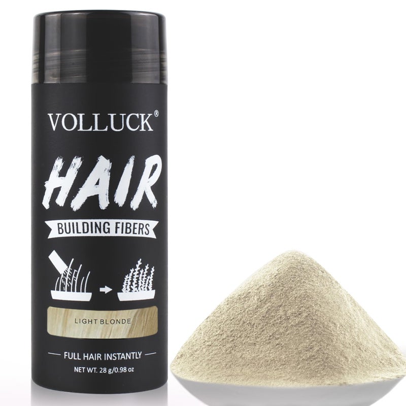 VOLLUCK ألياف شعر VOLLUCK للشعر الخفيف، ألياف بناء الشعر لتغطية فورية للنساء والرجال، مسحوق شعر طبيعي لإخفاء تساقط الشعر 28 جرام (شقراء فاتحة) - Image 1