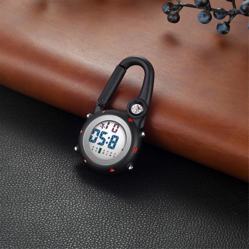 Lancardo Clip on Multi-Function Digital Carabiner Watch Backpack Fob Watch for Men and Women with Alarm Clock Date Week for Nurses Doctors Chefs Climbers Home Office Outdoor Use - Image 2