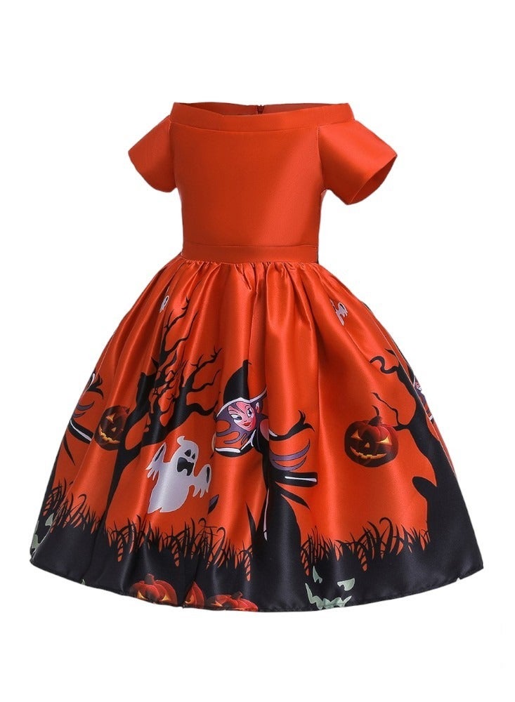 D'Daniela Halloween Printed Dress - Orange - Image 2