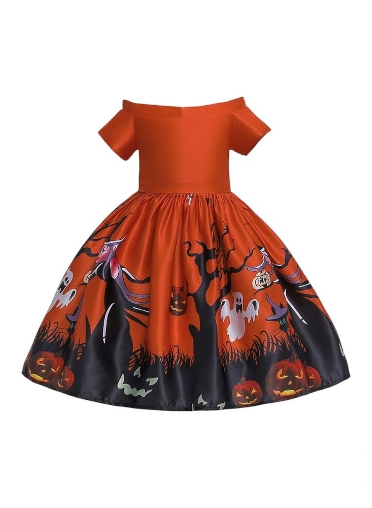 D'Daniela Halloween Printed Dress - Orange - Image 3