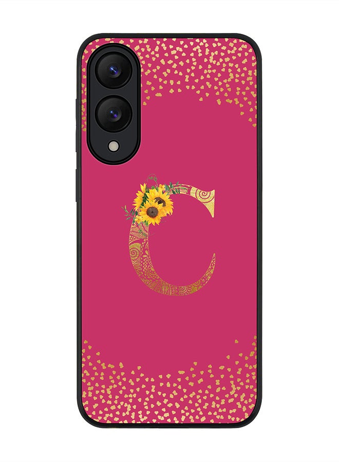 Stylizedd For Samsung Galaxy S25 Edge Case,Slim fit Camera Protection, Shockproof Thin Phone cover  - Custom Floral Monogram - C ( Deep Pink )