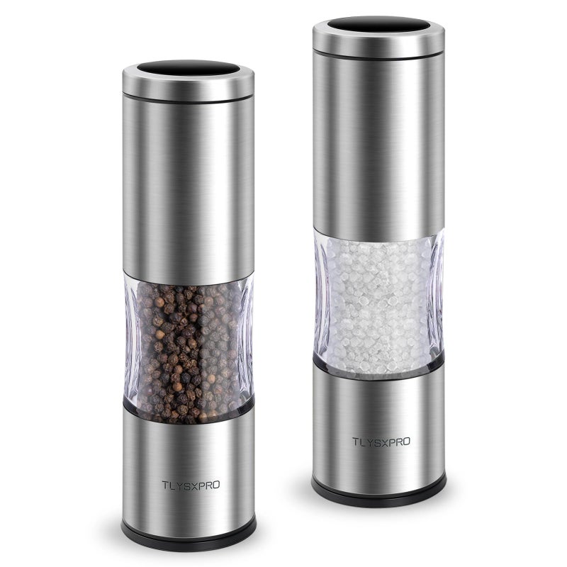 TLYSXPRO Salt and Pepper Grinder Set with Adjustable Coarseness Manual Pepper Mill Grinder with Refillable Design Ceramic Core Kitchen Essential 2 Packs Stainless Steel - Image 2